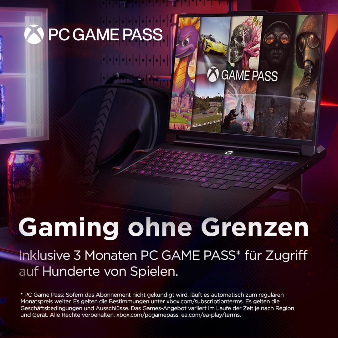 Lenovo Legion Pro 7 Gaming AI Laptop | 16" WQXGA OLED 240Hz Display | AMD Ryzen 9 9955HX3D | 32GB RAM | 1TB SSD | NVIDIA GeForce RTX 5080 | Windows 11 | QWERTZ | Schwarz | 3 Monate GamePass