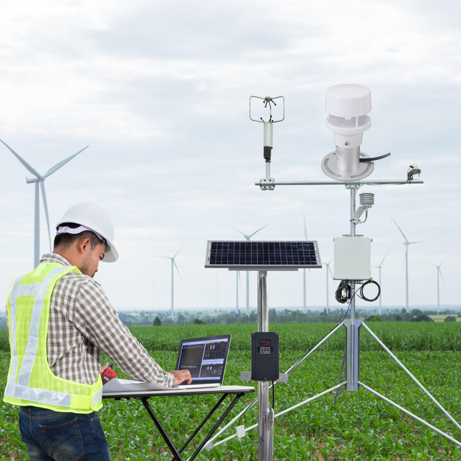 Weather Meter Kit, Weather Environment Sensor, Wind Speed Wind Direction Temperature Humidity Pressure Sensor, DC9V?30V Weather Sensor