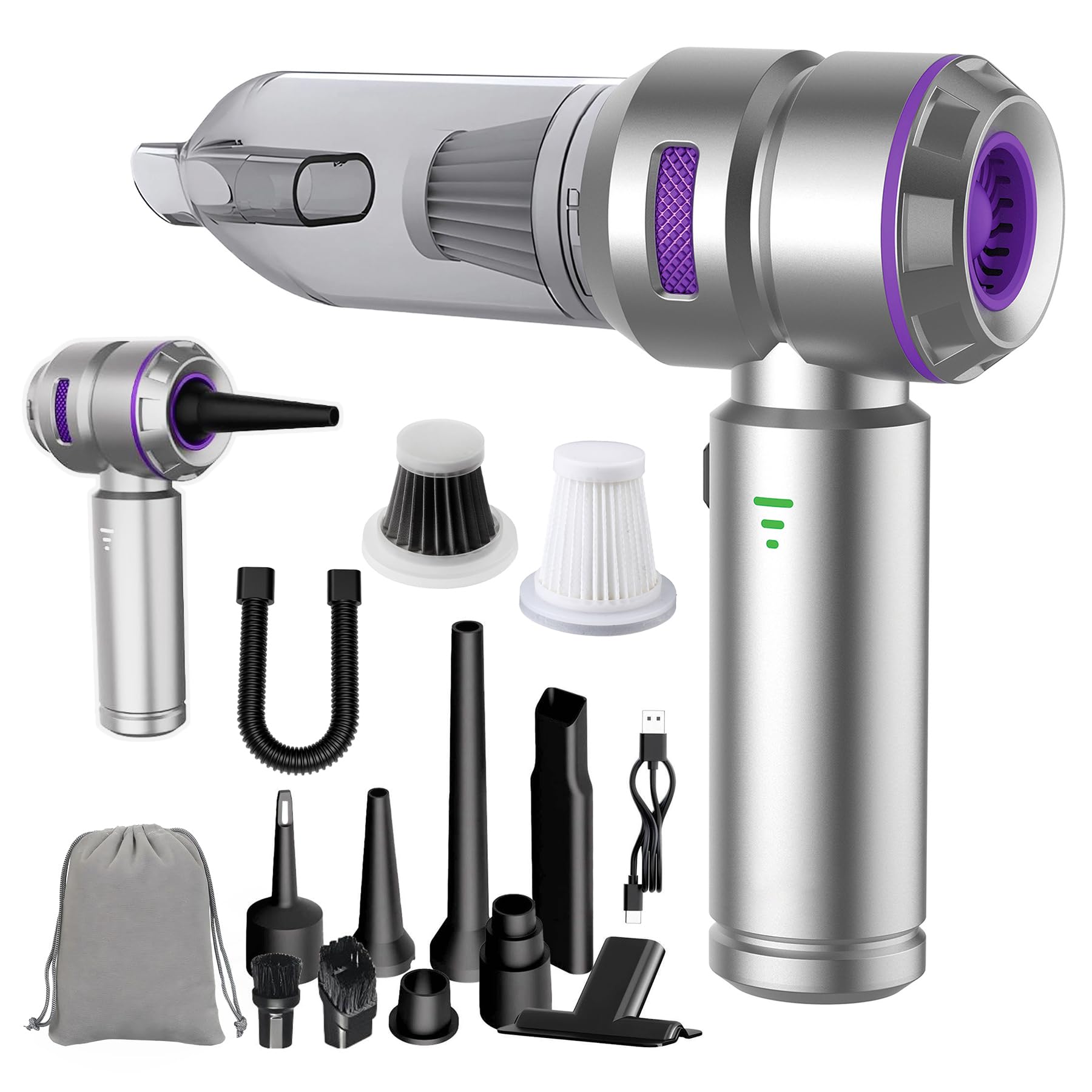 Photo 1 of KedeeSparkle Handheld Car Vacuum Cordless, 22000PA Strong Suction Mini Vacuum Cleaner with Brushless Motor, 4-in-1 Portable Vacuum for Car Detailing, Home, Office & Travel, Silver Purple
