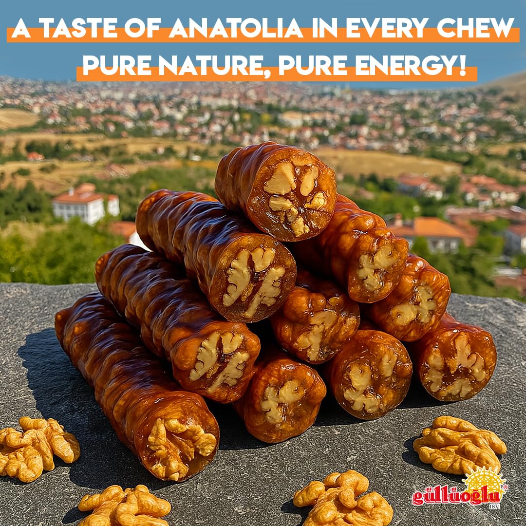 Gulluoglu Walnut Churchkhela (Cevizli Sucuk), täglicher frischer Versand aus Istanbul/Türkei. (0,5 kg)
