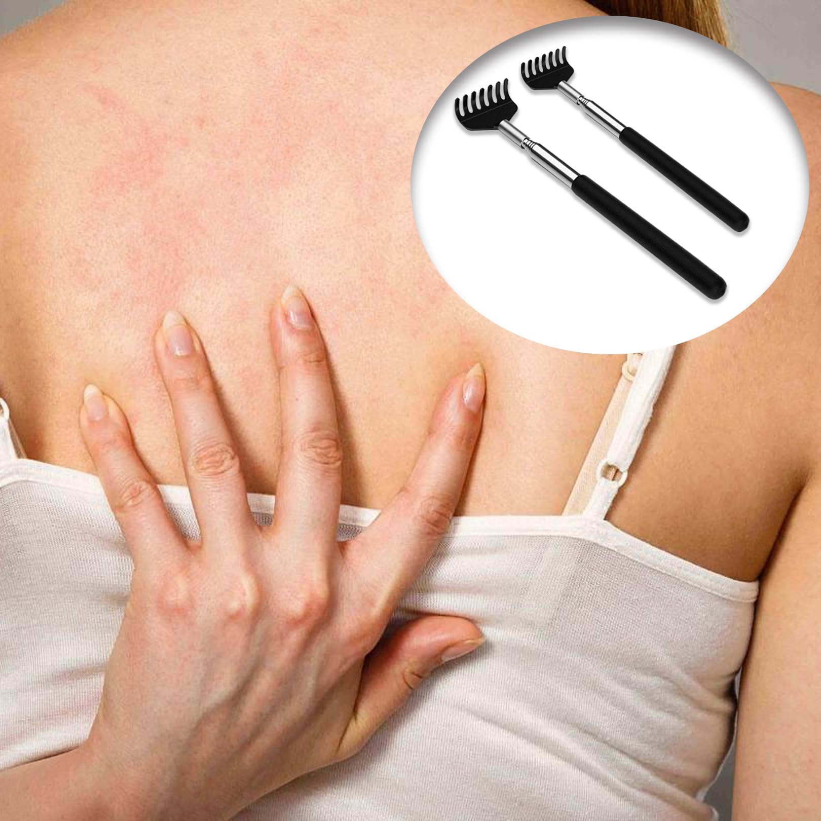 2 sztuki teleskopowych drapaczy do pleców ze stali nierdzewnej, drapanie dłoni dla kojących uczuć drapania - Back Scratcher