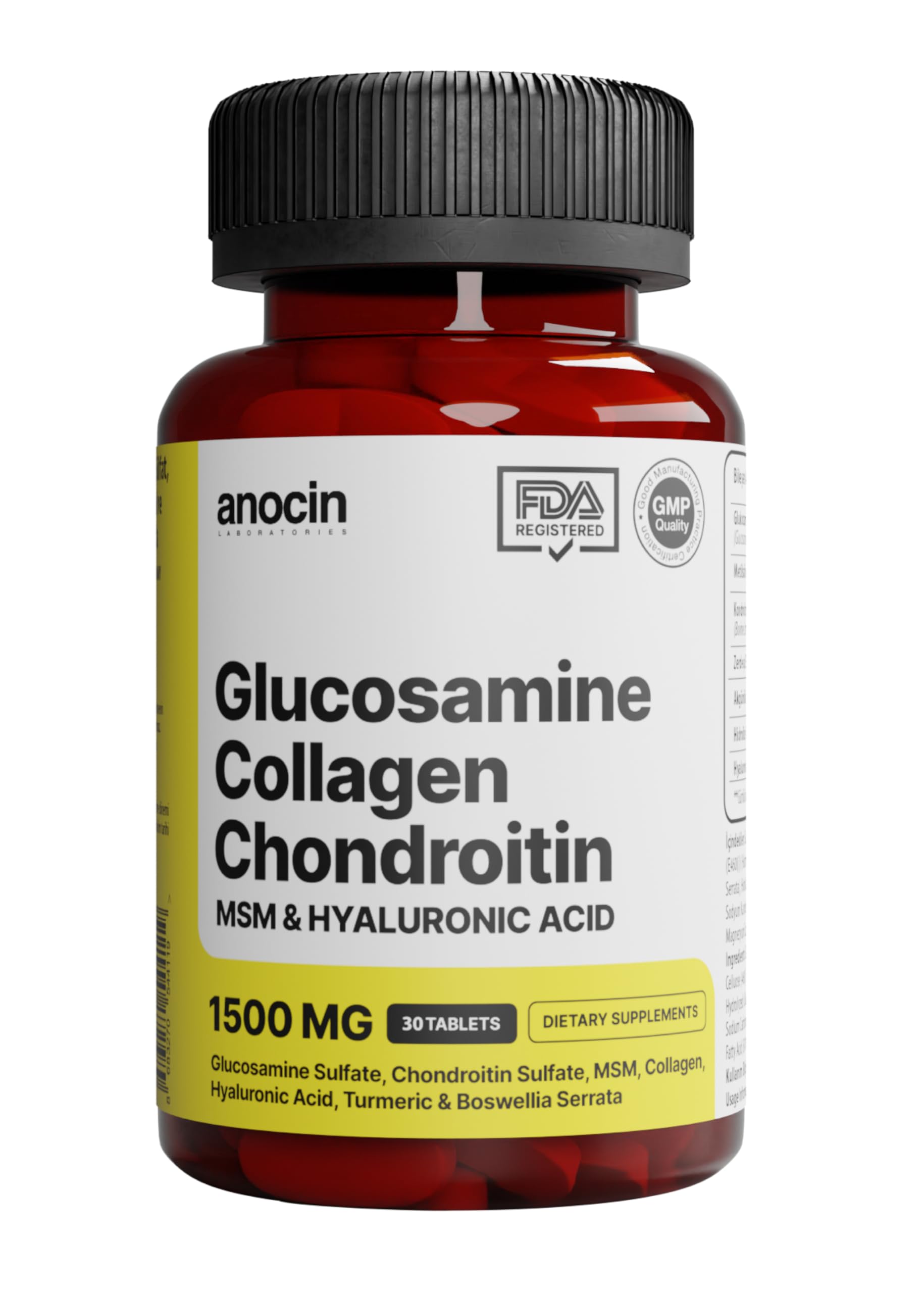 anocin Glucosamine Chondroitin Msm Kolajen Curcumin Tablet 1500 Mg Glukozamin Kondroitin Collagen