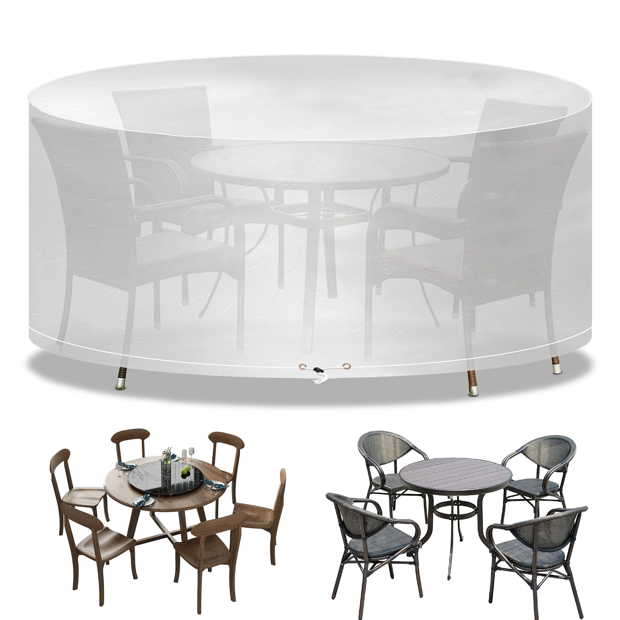 Funshot Transparent Waterproof Garden Table Cover 130x71cm Outdoor Table Covers for Garden Furniture, Round Breathable Polyethylene — image 1