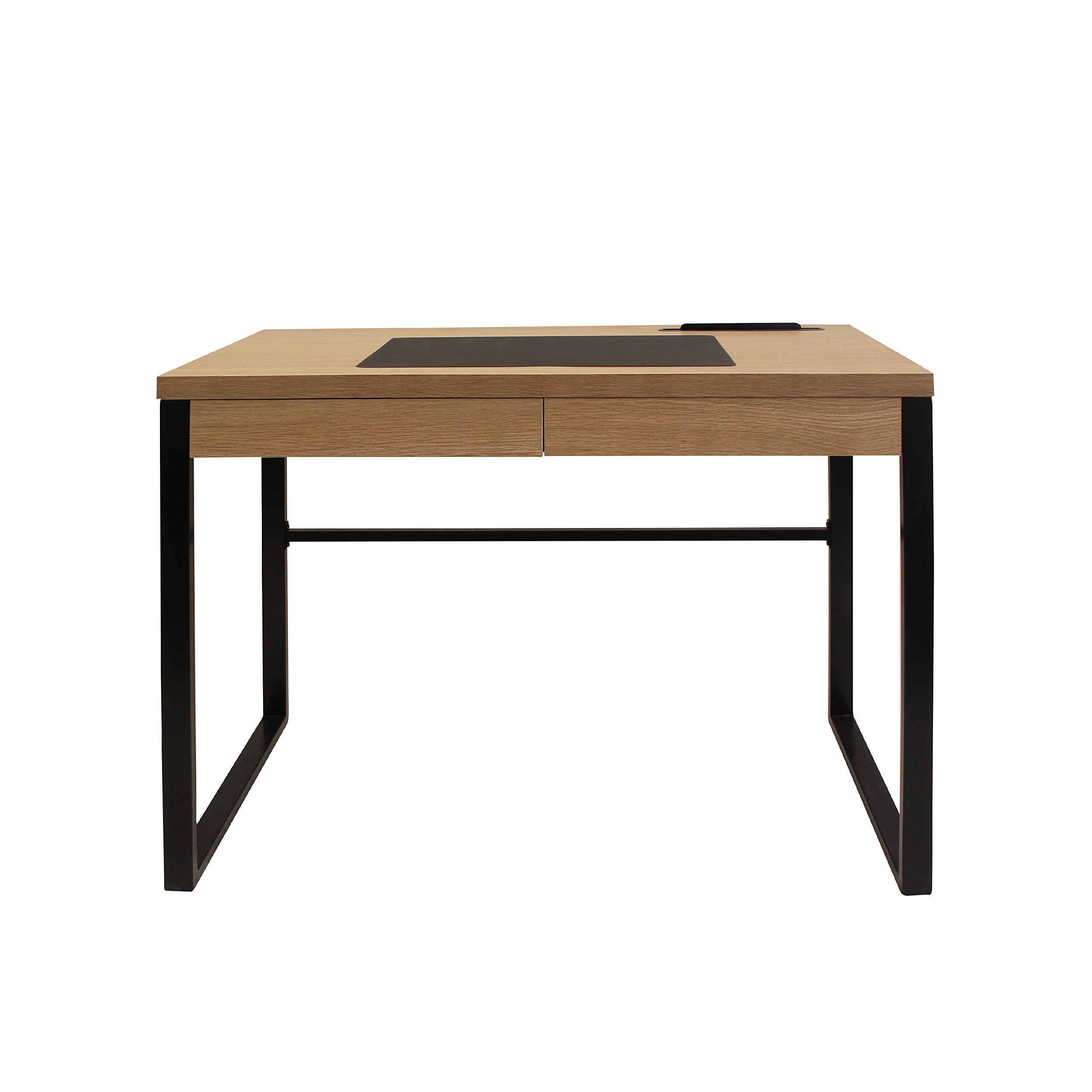 HOME DECO FACTORY Bureau en Bois avec Tiroir Structure Métal Industriel | Bois et métal, bureau, tiroir de rangement, structure métal style industriel, bureau ou chambre, robuste, 110x110x16 cm, bois