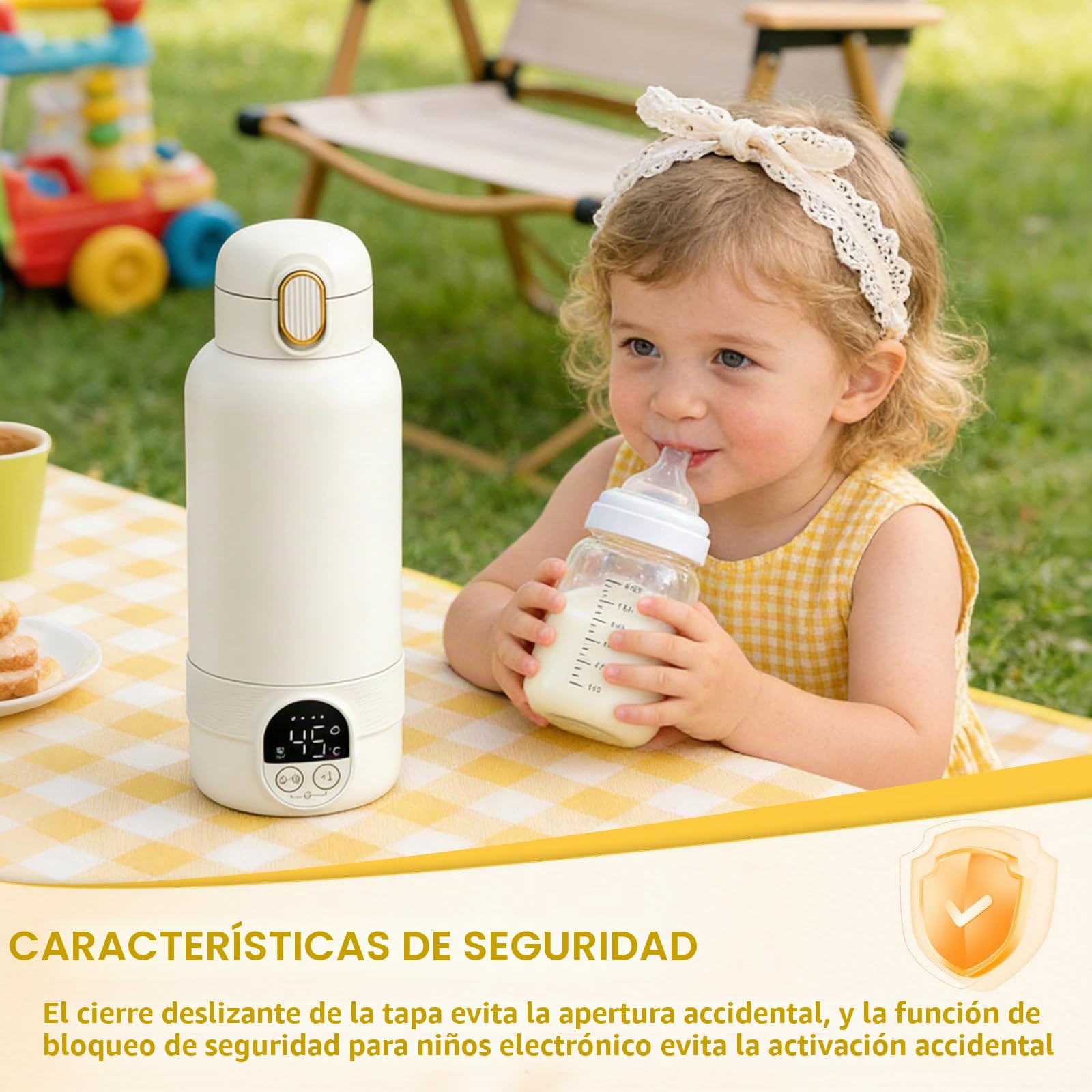 Calienta Biberones Portátil,500ml,Calentador De Biberones Para Bebés,Calentamiento Rápido En 3 Min,37°c a 55°c,Acero Inoxidable 316l,Para Agua/Leche/Leche Materna,Viajes,Al Aire Libre,En Casa(Blanco)