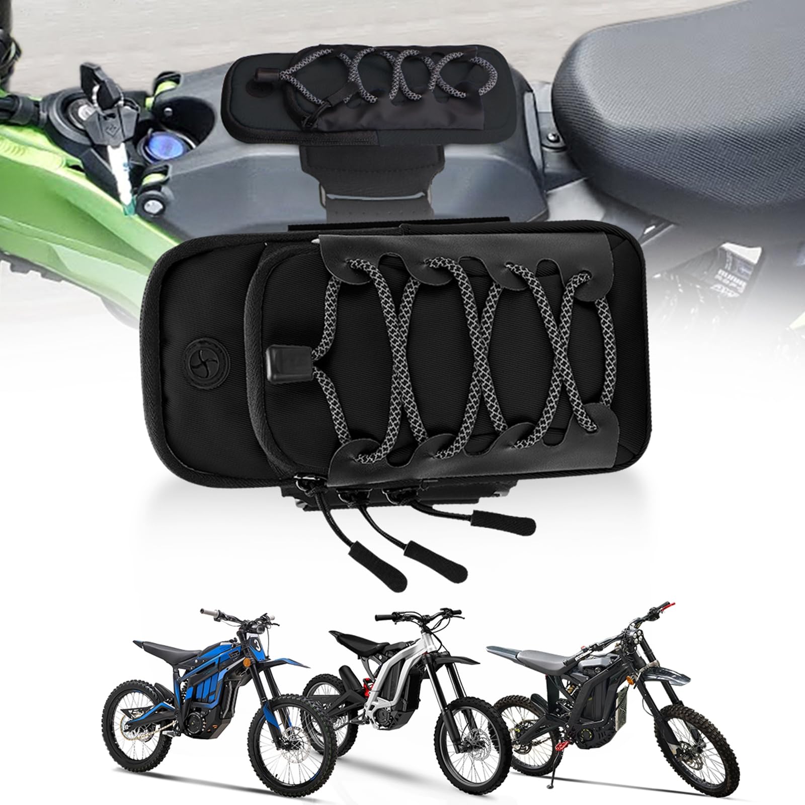 JESTOP Storage Frame Bag for Sur-Ron LBX/Tuttio Soleil 01/Ultra Bee/Segway/Talaria Sting/E Ride Pro S SS SR, Dirt Bike Front Arm Strap Bag Battery Cover Pouch for Mobile Phone, Card, Earphone