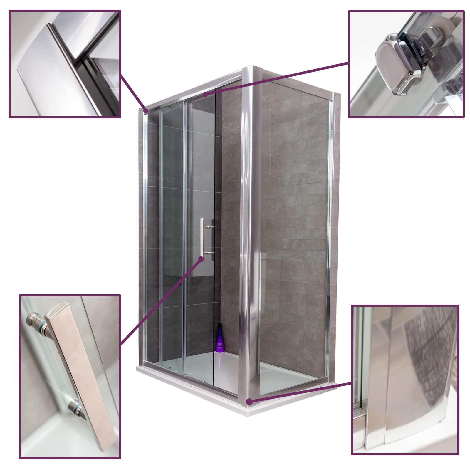 1400x900mm Black 8mm Glass Rectangular Sliding Shower Enclosure With Shower Tray - Pavo - Better Bathrooms - View #10