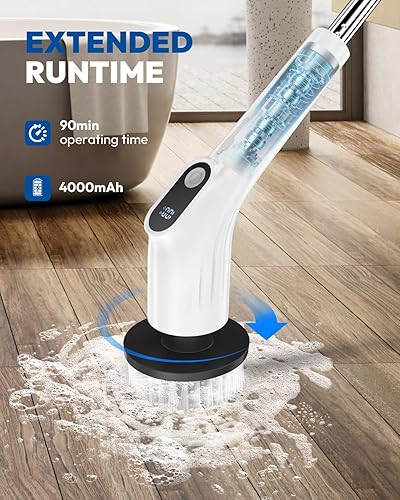 Miniatura 2 de Limpiador eléctrico giratorio para limpieza, limpiador de cepillo de limpieza inalámbrico mejorado, limpiador eléctrico IPX7 impermeable con 7