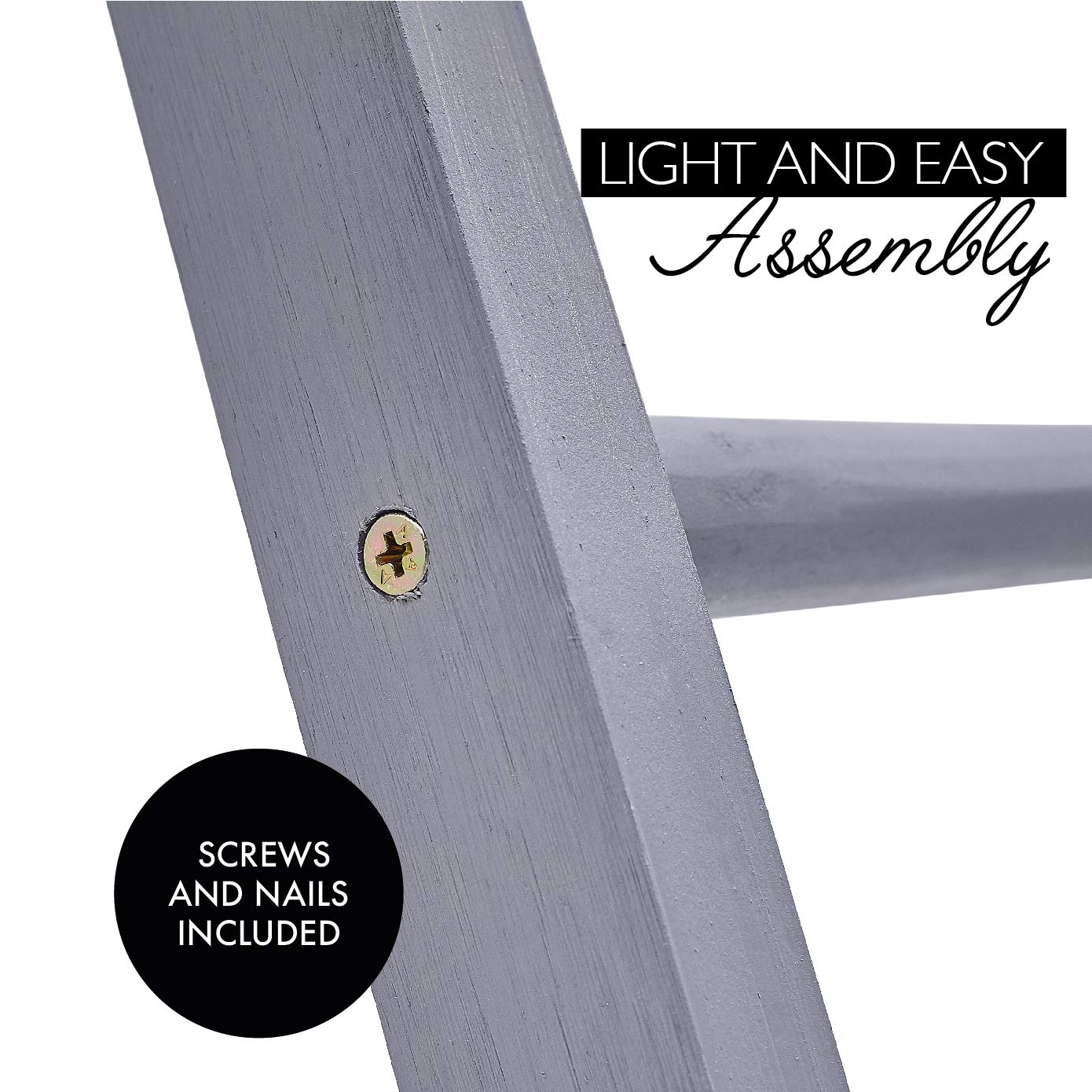 BALIBETOV Premium Pine Wood Decorative Ladder, Blanket Ladder, Towel