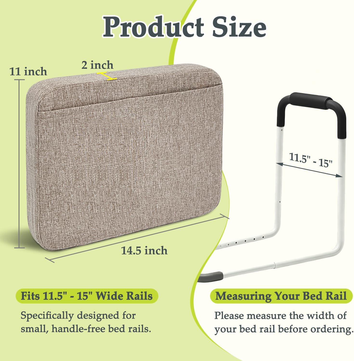 Bed Rails Padded for Elderly Adults Safety - Bed Bumper Pads & Guard Rail Foam Covers for Seniors | Hospital Bed Railing Soft Cover | Cushion Padding for Side Rails | Home & Hospital Bedside Protector