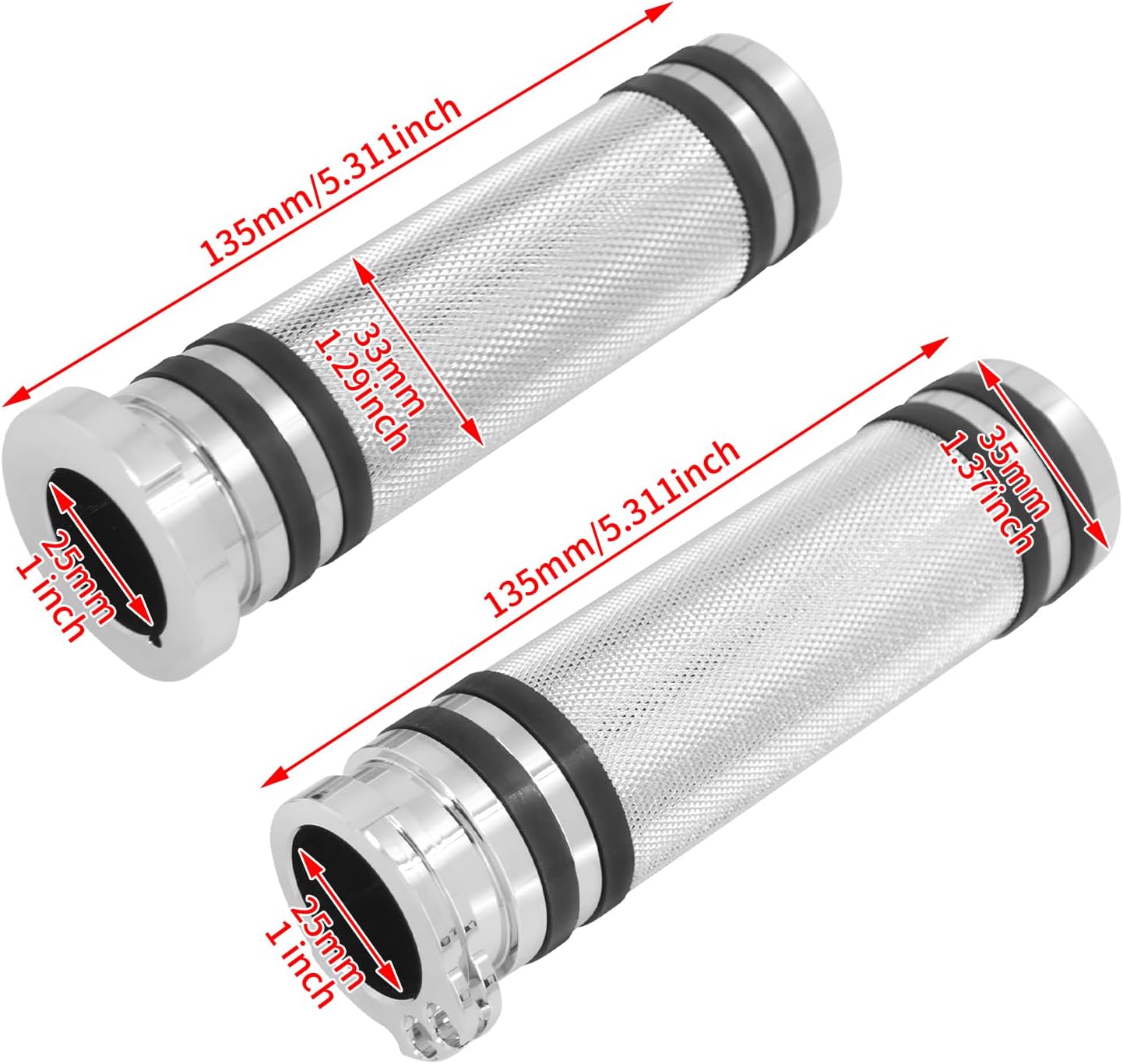 Hand Grips 1 Inch 25mm Universal Handlebar Throttle Grip CNC Replacement Motorcycle 1" Handle Bars Fit for Harley Dyna Softail Sportster XL XR Touring Road Electra Glide 1996-2007