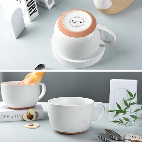 Miniatura 5 de 38oz ceramic large Soup mugs with Hanlde for Coffee,Cereal,Salad,Noodles,Tea,Soup Bowls Cups,Microwave Dishwasher Safe Set of 2 (White)