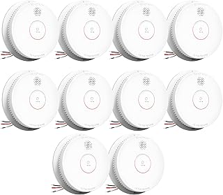 SITERWELL Smoke Detector, Hardwired Interconnected Smoke Detector, Photoelectric Smoke Alarm with 9V Backup Battery, Fire Alarm with Test/Silence Button, UL217-10th Listed, GS562A, 10 Packs