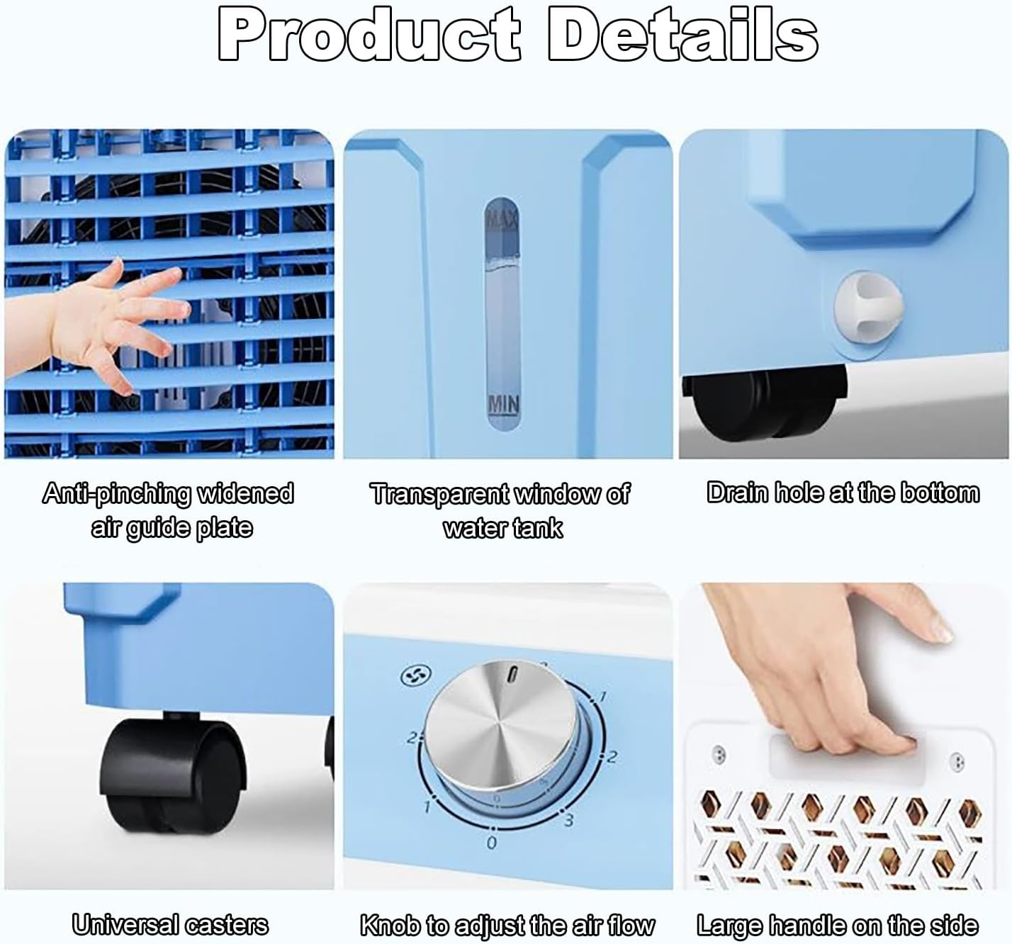 Evaporative Air Cooler, Portable 3-Speed Fan with 120° Oscillation, Large Water Tank, 6000-320000CFM for Indoor and Outdoor Use