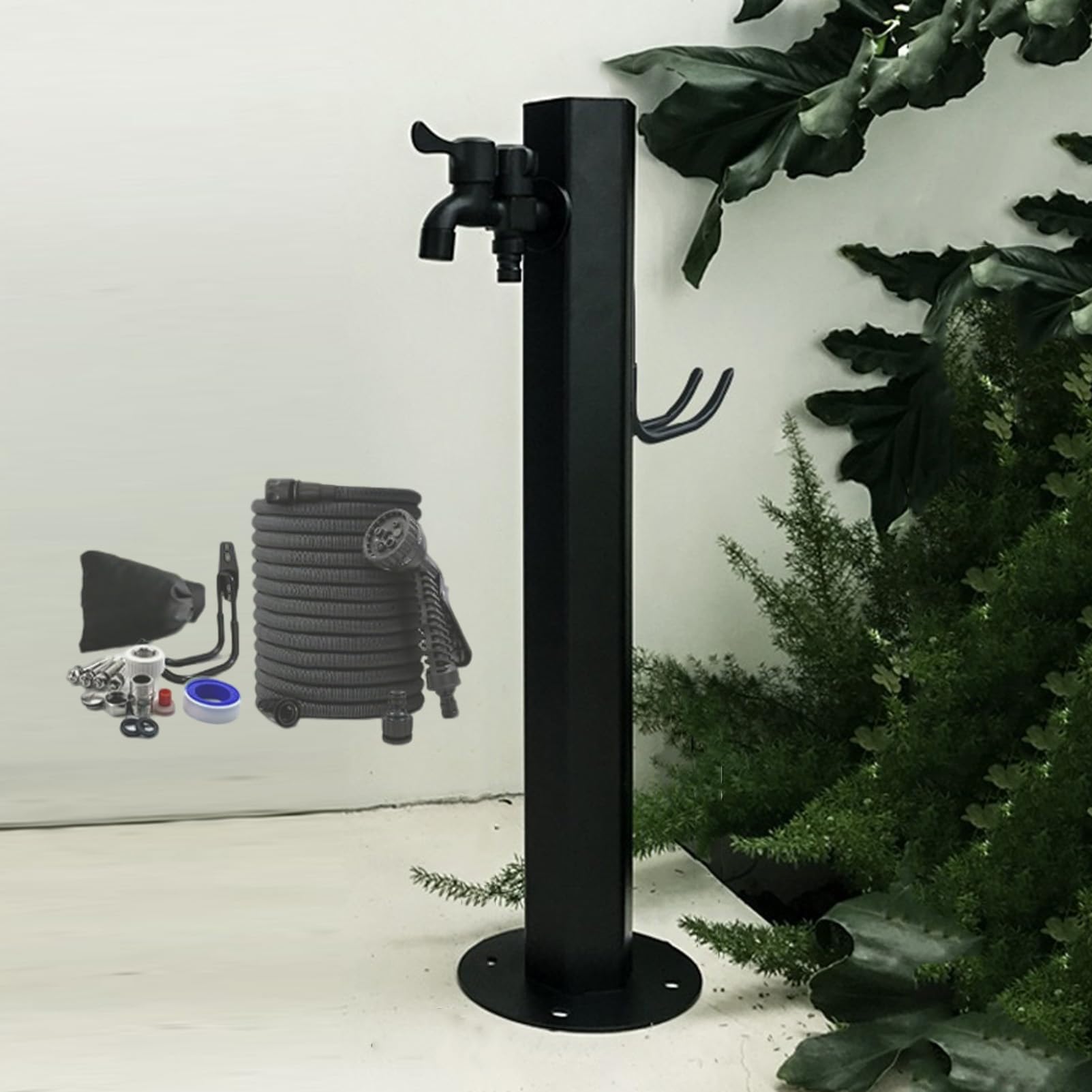 Columna de agua vertical de acero inoxidable 304 para jardín, soporte de manguera independiente para exteriores con grifo, decoración de paisaje, fuente de agua para hidrante de patio