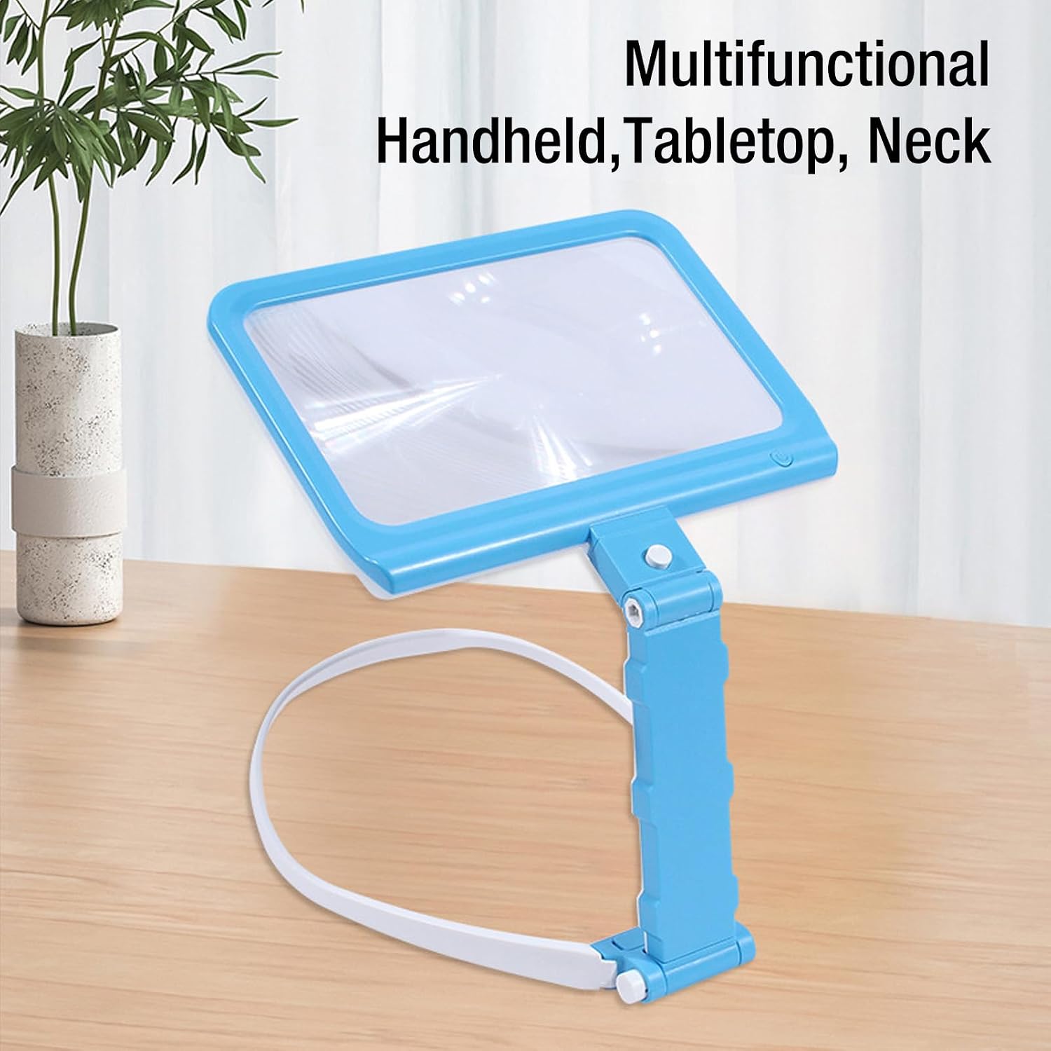 Magnifying Glasses with Light, Neck Magnifier for Reading Detachable 5X Magnification Hands Librate Magnifying Glass with 48 LED Chips for Senior (Blue)