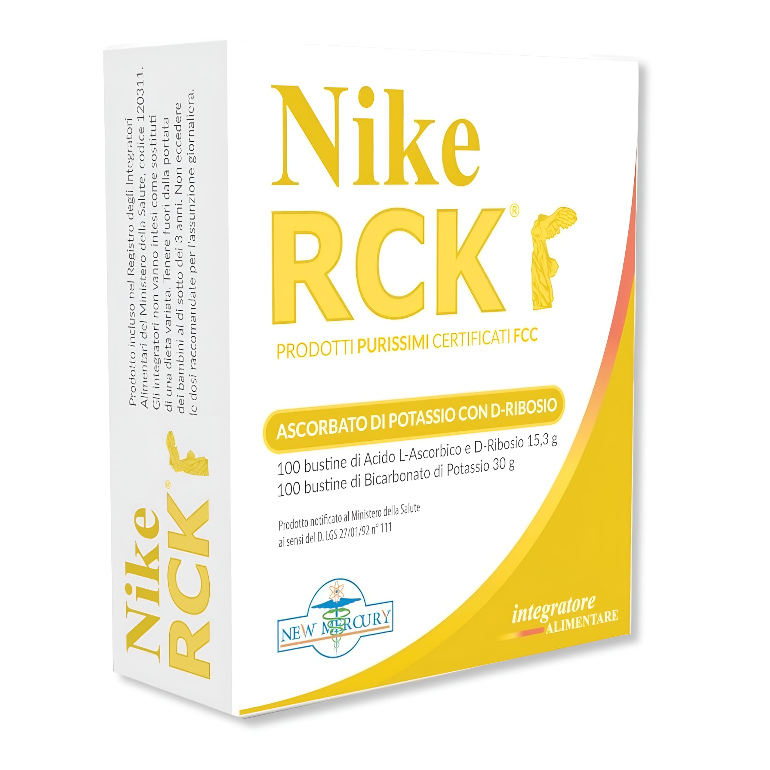Nike RCK ® Ascorbato di Potassio con D-Ribosio 100 dosi, integratore stanchezza con bicarbonato di potassio e vitamina c per il rinforzo delle difese immunitarie adulti completo di vitamine e minerali