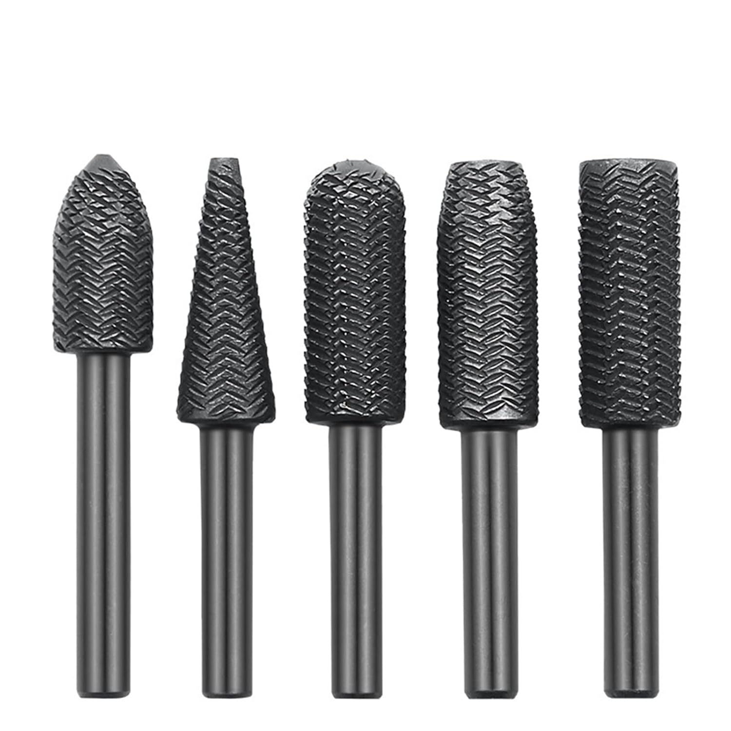 5pcs Rotary Steel File Wood Drill Bits Burrs Metal Grinding Grooved Sanding Engraving Milling Polish Tool 6mm Shank