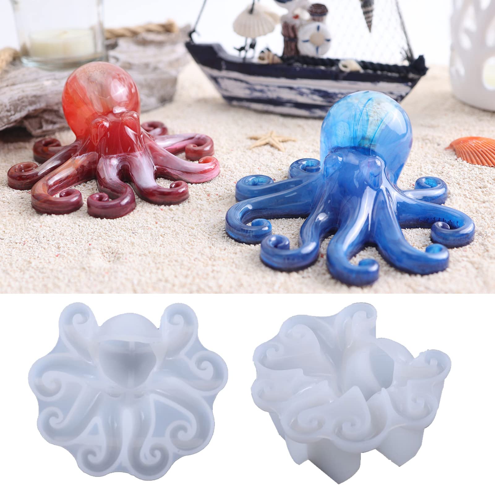 YS Bricolage Mignon Océan Créature Pieuvre Seiche Moule Crème Glacée Décoration Bougie Pendentif Plâtre Moule Table Décoration Toola