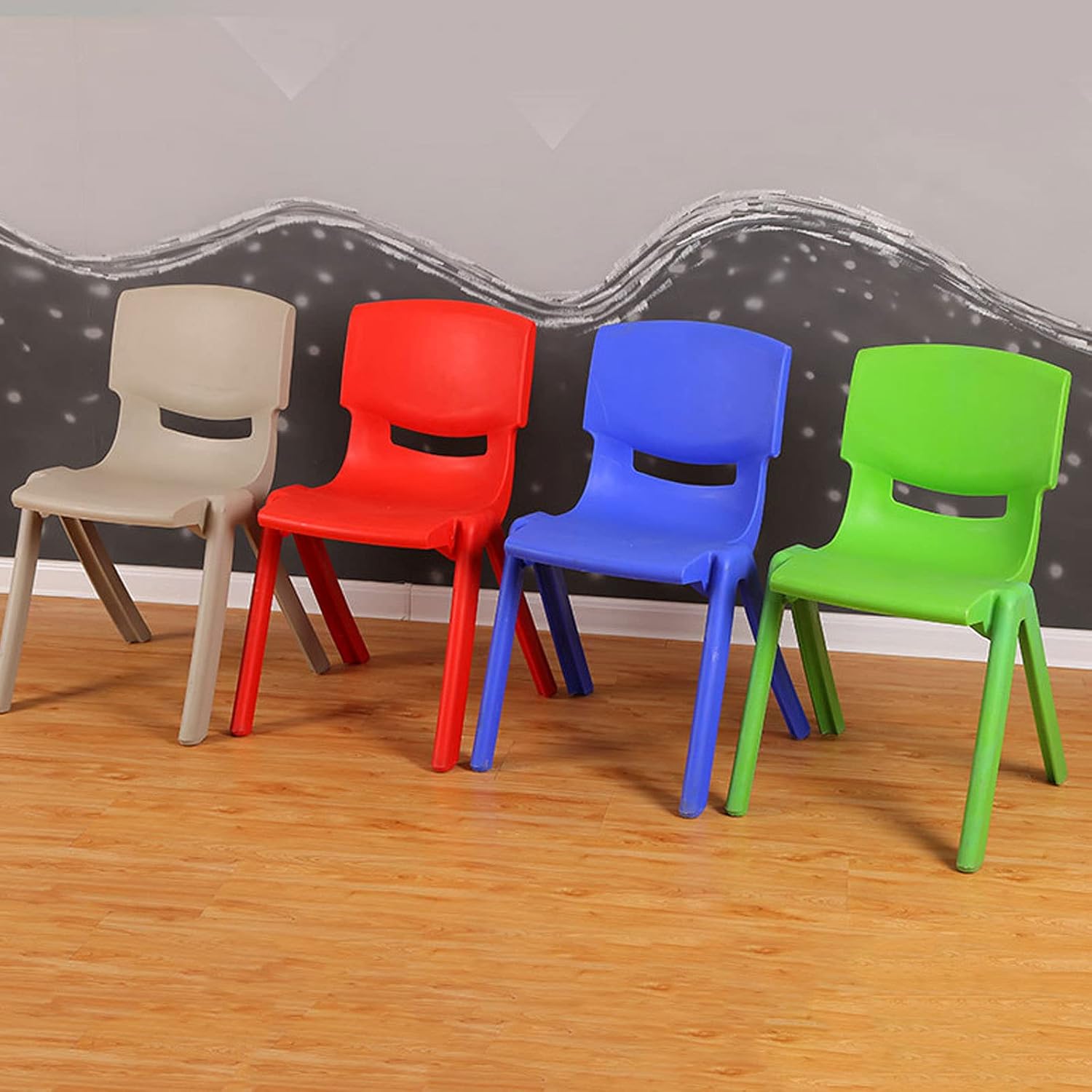 HJFGIRL Silla de Plástico con Respaldo para Niños,Escritorios y Sillas Silla de Plástico para Clases de Entrenamiento de Estudio en El Hogar Taburete de Jardín de Infantes (Juego de 4 Piezas),A