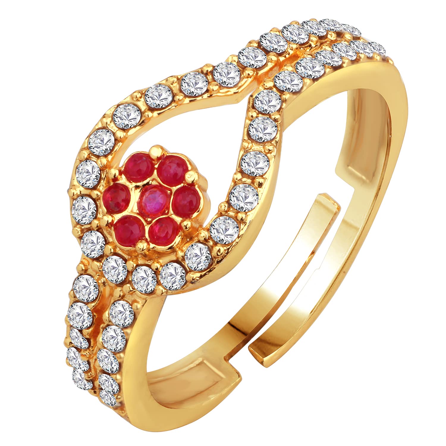 Mahi Beautiful Solitaire Crystal and Ruby Stone Adjustable Finger Ring for Girls and Women (FR1103152GRed) (B0BD51476N) Amazon Price History, Amazon Price Tracker