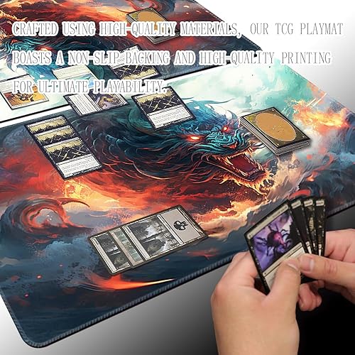 Miniatura 4 de Juego de mesa prémium de 24 x 14 pulgadas, tapete de juego MTG compatible con OCG CCG RPG TCG Playmat (Rebellion Dragons)