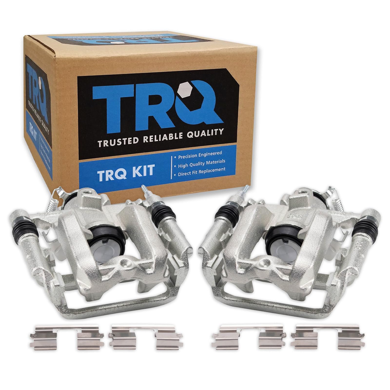 TRQ Rear Driver and Passenger Side Brake Caliper Set Hardware Caliper