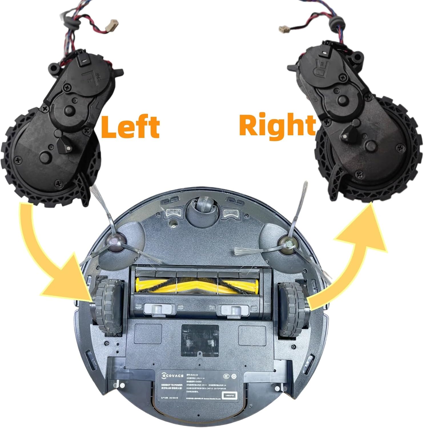 Drive Wheel Module Pair for Ecovacs DEEBOT OZMO Yeedi 950 T5 T8 T9 N5 N8 N10 DX65 DJ65 DV35 DVX34 Series Robot Vacuums Cleaner Replacement Driving Wheels (Left/Right)