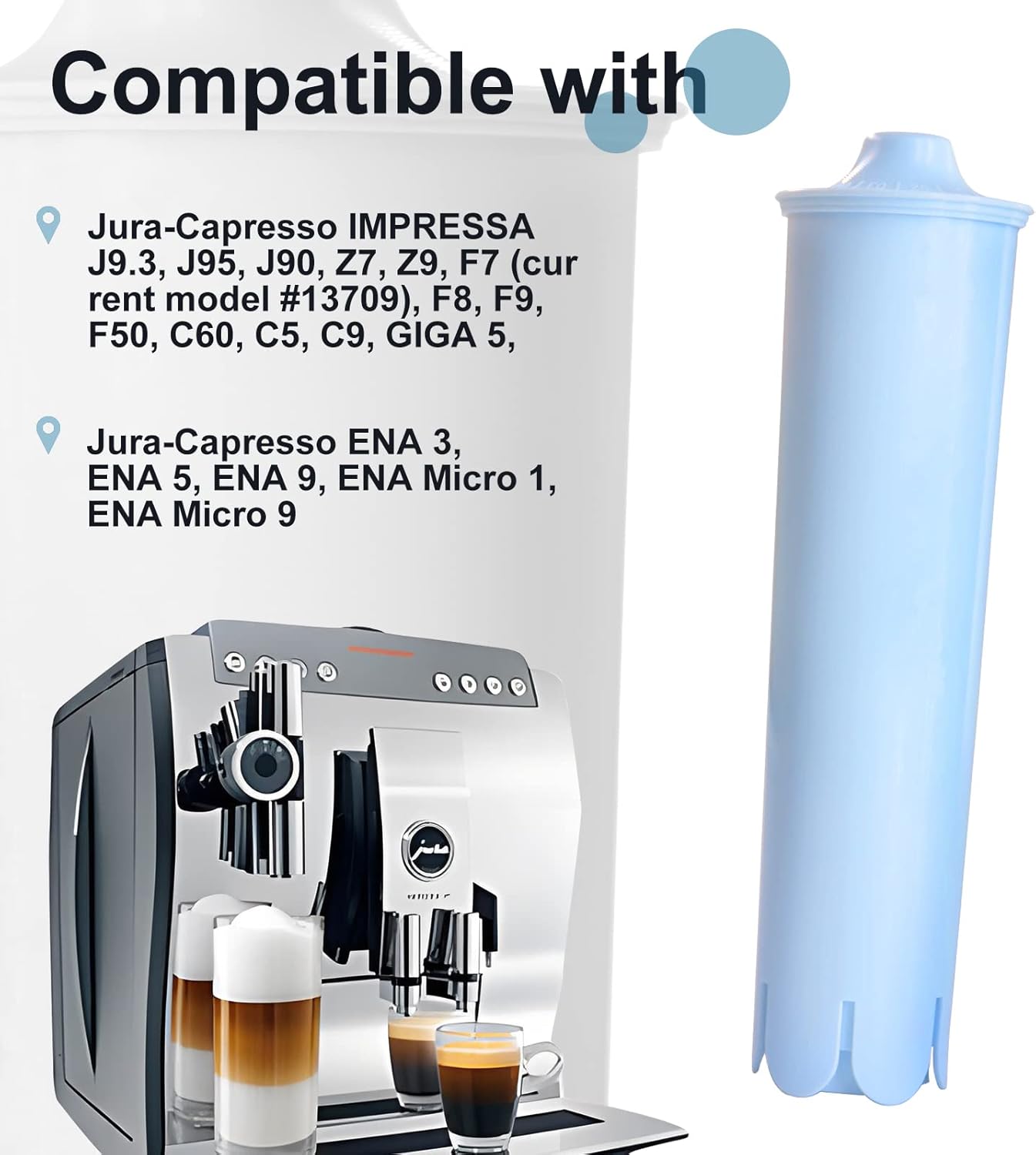 Replacement for Jura® Water Filter, Compatible with Claris Blue Capresso® Clearyl Coffee Water Filter, 4 Packs