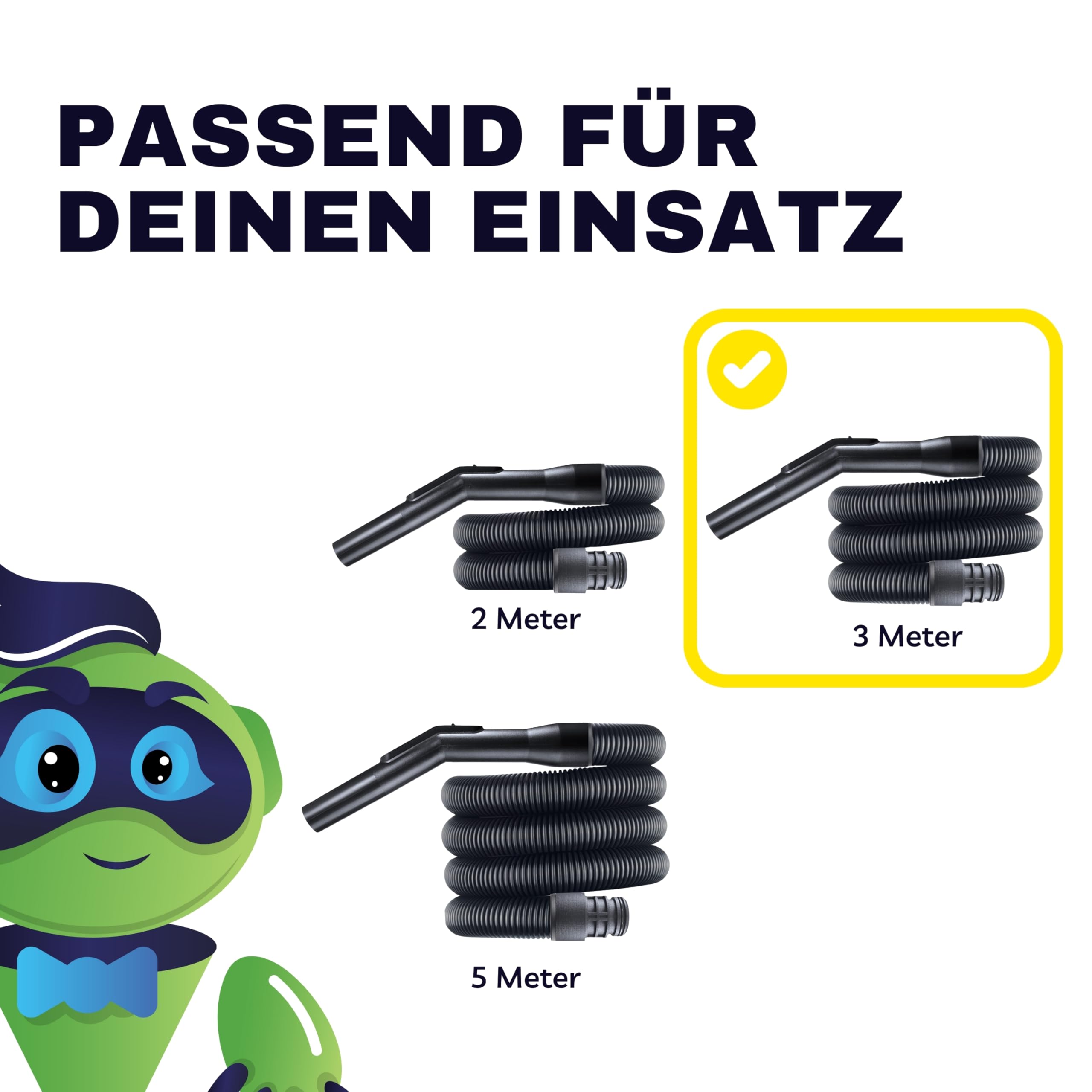 SAFE 'N CLEAN Tuyau d'aspiration 2-5m différentes longueurs pour Kärcher T7 T8 T9 T10 T11 T12 T15, tuyau d'aspirateur, pièce de rechange alternative à l'original 28891000/2.889-100.0 - 3m