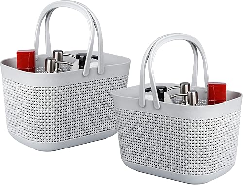 UUJOLY Cesta Portátil para Ducha Caddy Tote, Cesta de Almacenamiento de Plástico con Asas Cubos Organizadores para Cocina Baño Dormitorio