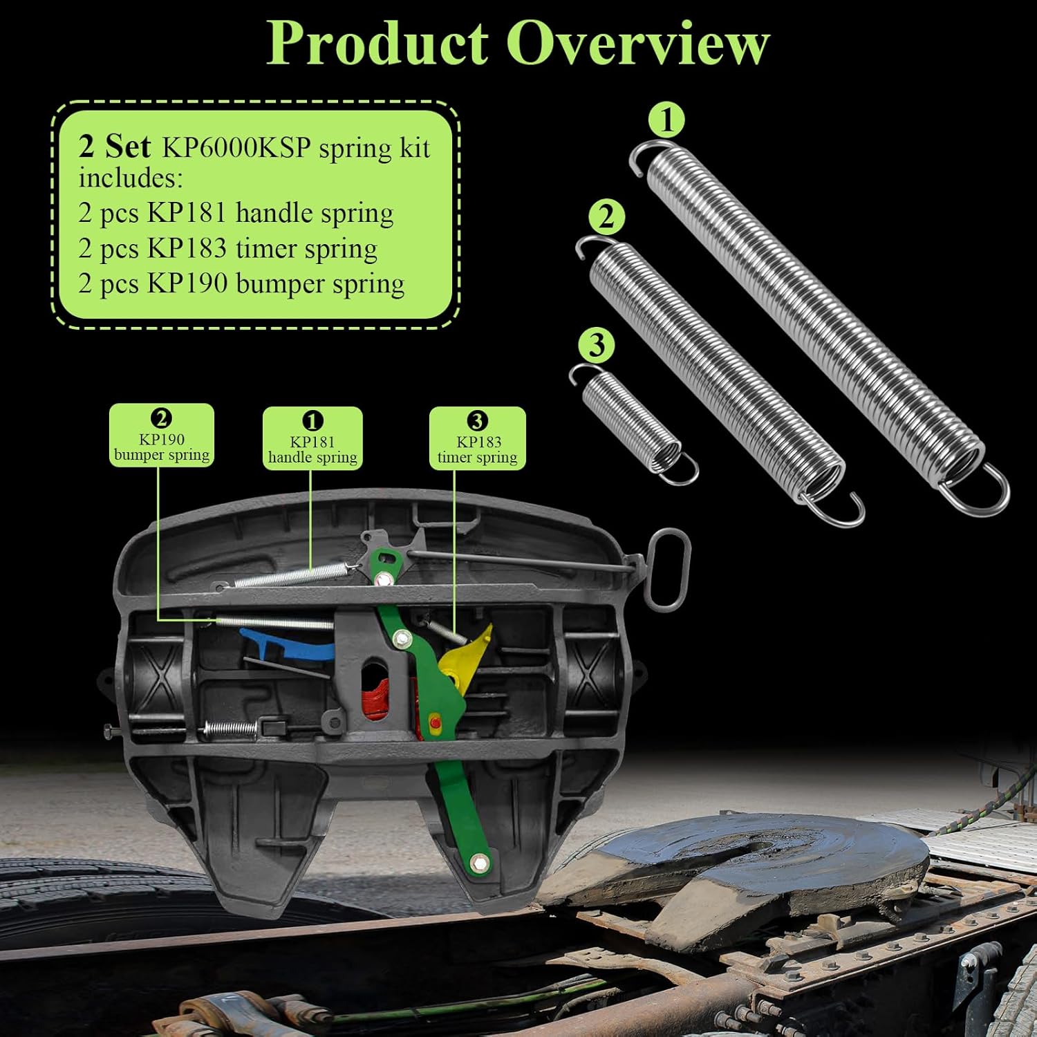 2 Set KP6000KSP Fifth Wheel Spring Kit Fits Fontaine No Slack NT 6000, 7000, 7000CC Series Truck Fifth Wheel, Truck Frontier Spring Rebuild Kit, Replaces 1-KP181 1-KP183 1-KP190 Models, P/N KITSPRING