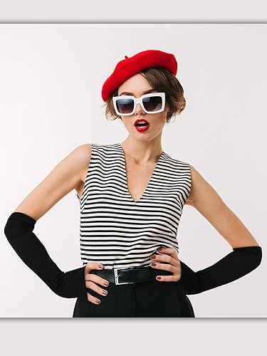 Miniatura 5 de 6 pares de guantes largos sin dedos para mujer, calentadores de brazos, de punto elástico