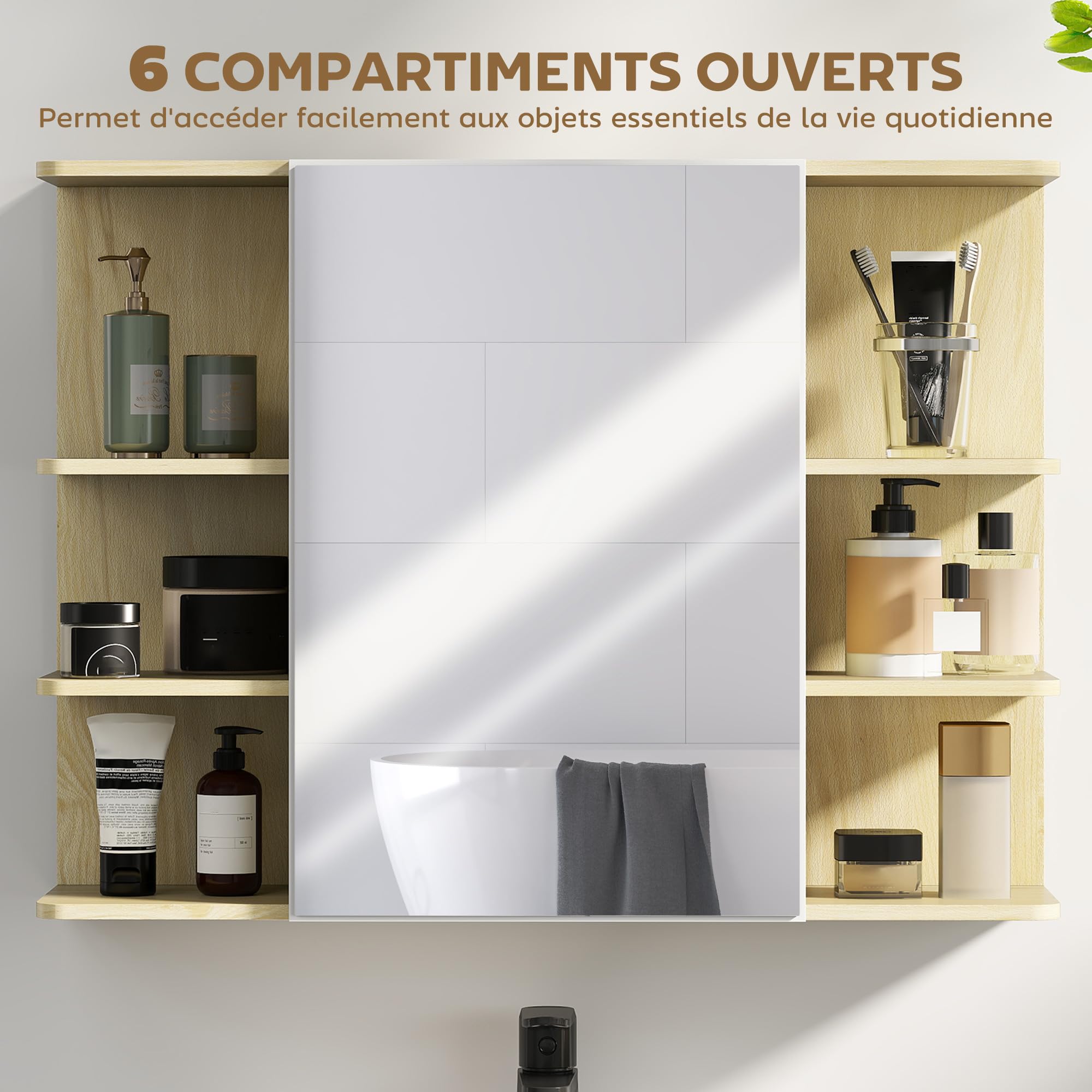 HOMCOM Spiegelkast Badkamer, Badkamerkast Met Spiegel, Hangkast Met Verstelbare Plank 40 X 10 X 60 Cm Zwart~24sik9d0plg01