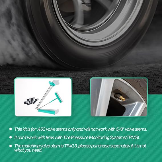 Tire Valve Stem Core Quickly Replacement Tool Kit,Perfect Tool for Replacing Leaky Valves in Cars,Trucks,Motorcycles, etc.with 4PCS TR413 Valve Stems
