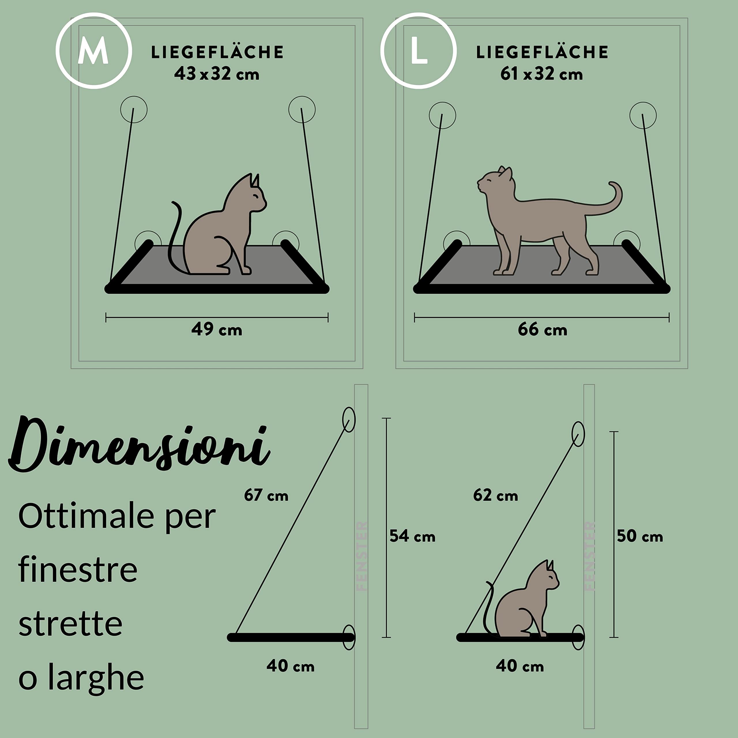 Riijk Amaca da finestra per gatti con portata massima da 23 kg, estremamente robusta, lettino da finestra per gatti