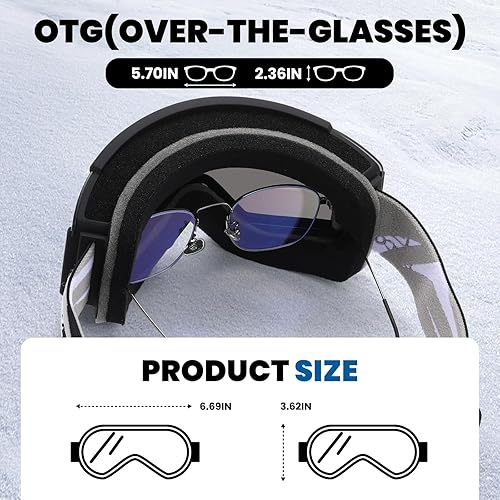 Miniatura 4 de DUCO OTG DCS003 - Gafas de esquí y snowboard para hombres y mujeres, protección UV400, antiniebla, esquí, nieve