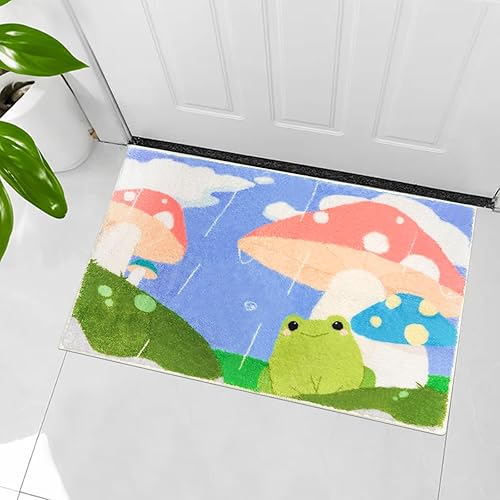 Tapete de baño de rana, bonito tapete antideslizante y absorbente, tapete de ducha de animales para baño, ducha, dormitorio o puerta (rana japonesa,