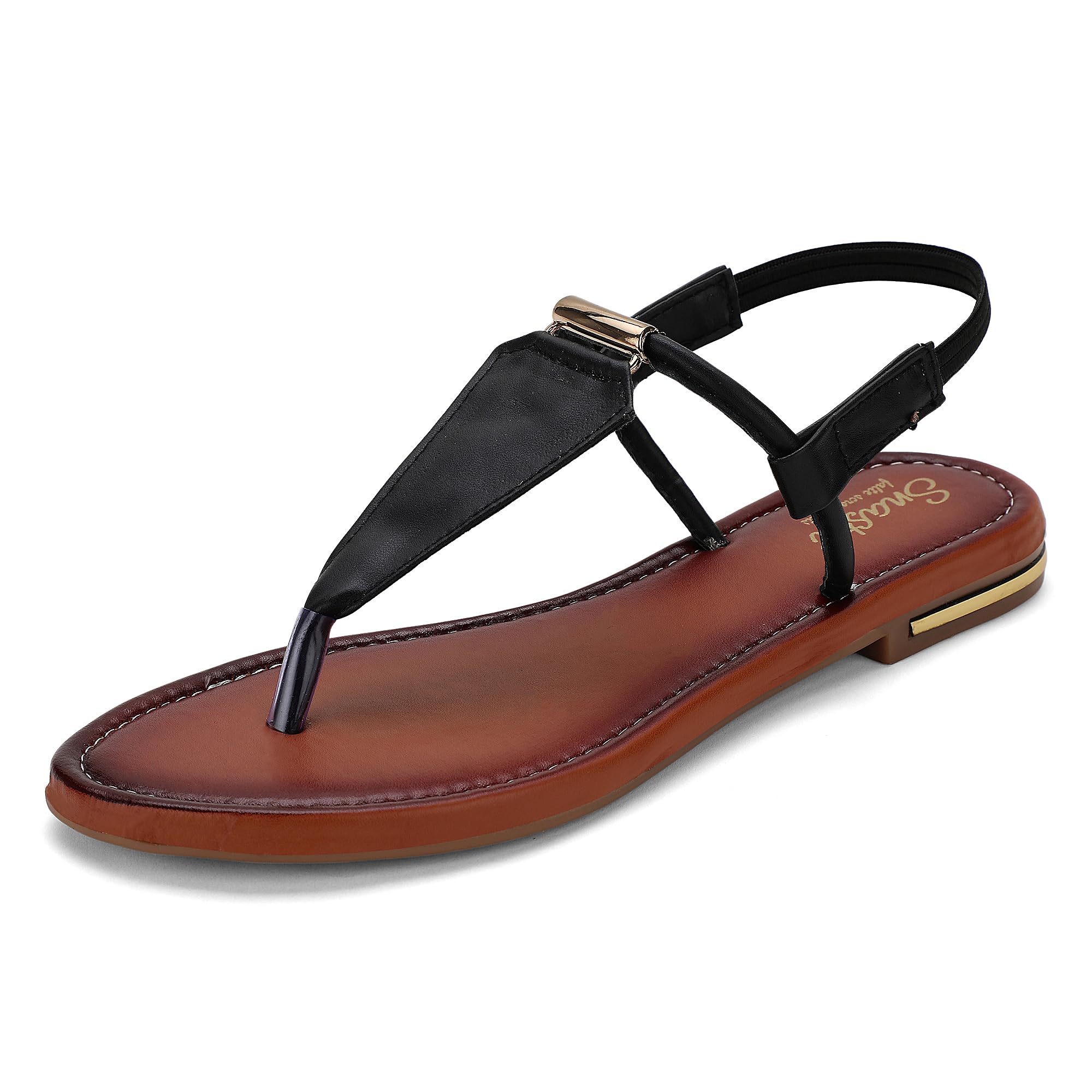 Jking Women’s Midnight Black T-Strap Sandals – Stylish Flat Sandals for Women | Comfortable Synthetic Footwear with Stretchable Ankle Loop & EVA Cushioned Footbed (B0DGM85J9Q) Amazon Price History, Amazon Price Tracker
