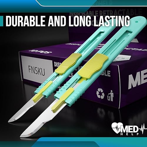 Miniatura 9 de Herramienta de dermaplaning con mango de plástico rosa  10 Dermablades de acero de alto carbono, envueltas individualmente #10 cuchillas quirúrgicas