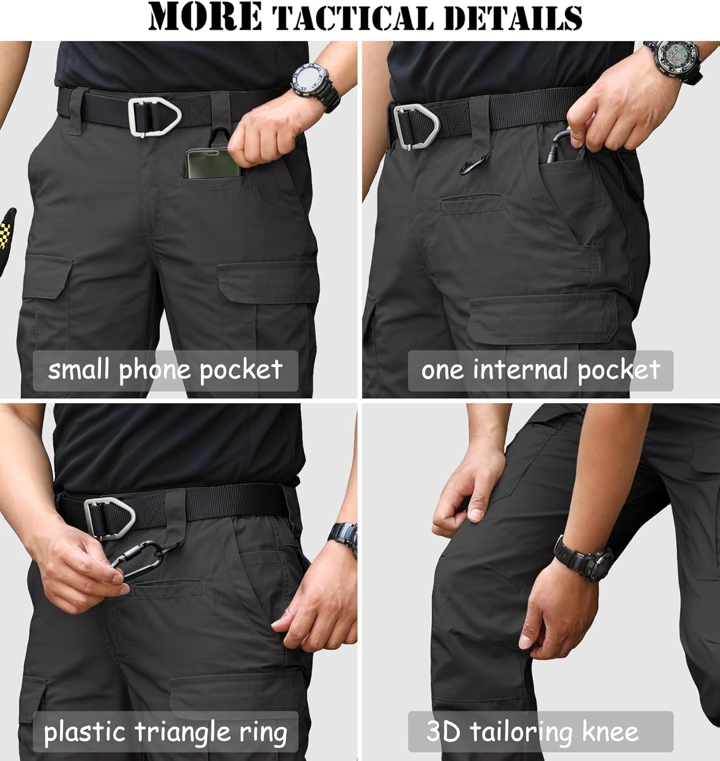 CARWORNIC Men's Ripstop Tactical Pants Water-Resistant Military Cargo Pants Lightweight EDC Pockets Outdoor Hiking Work Pants - Image 5