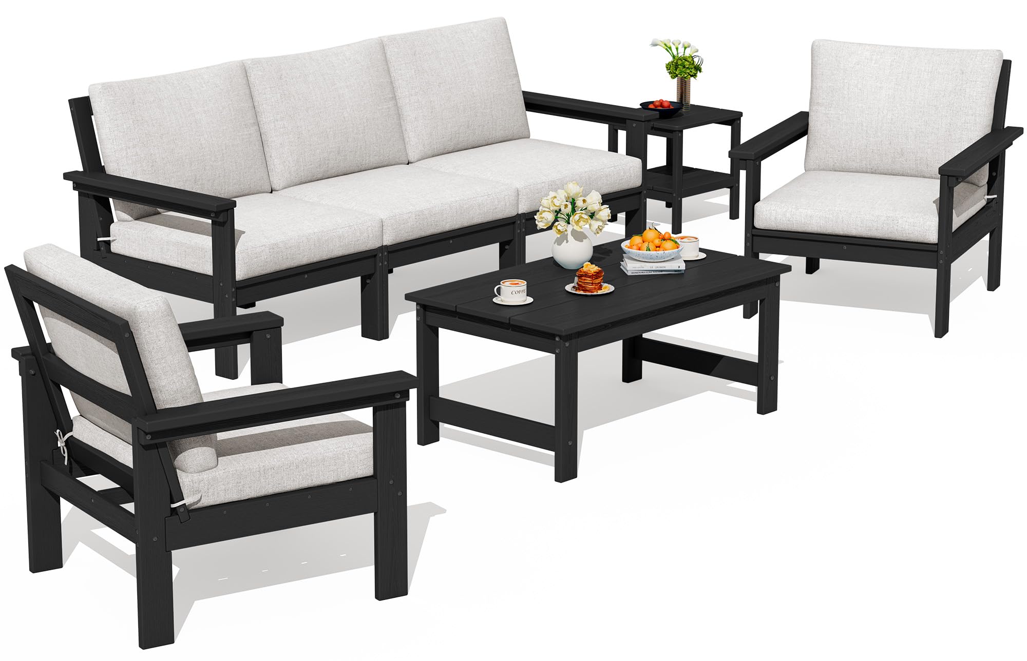SERWALL HDPE Outdoor Patio Furniture Set Outdoor Couch