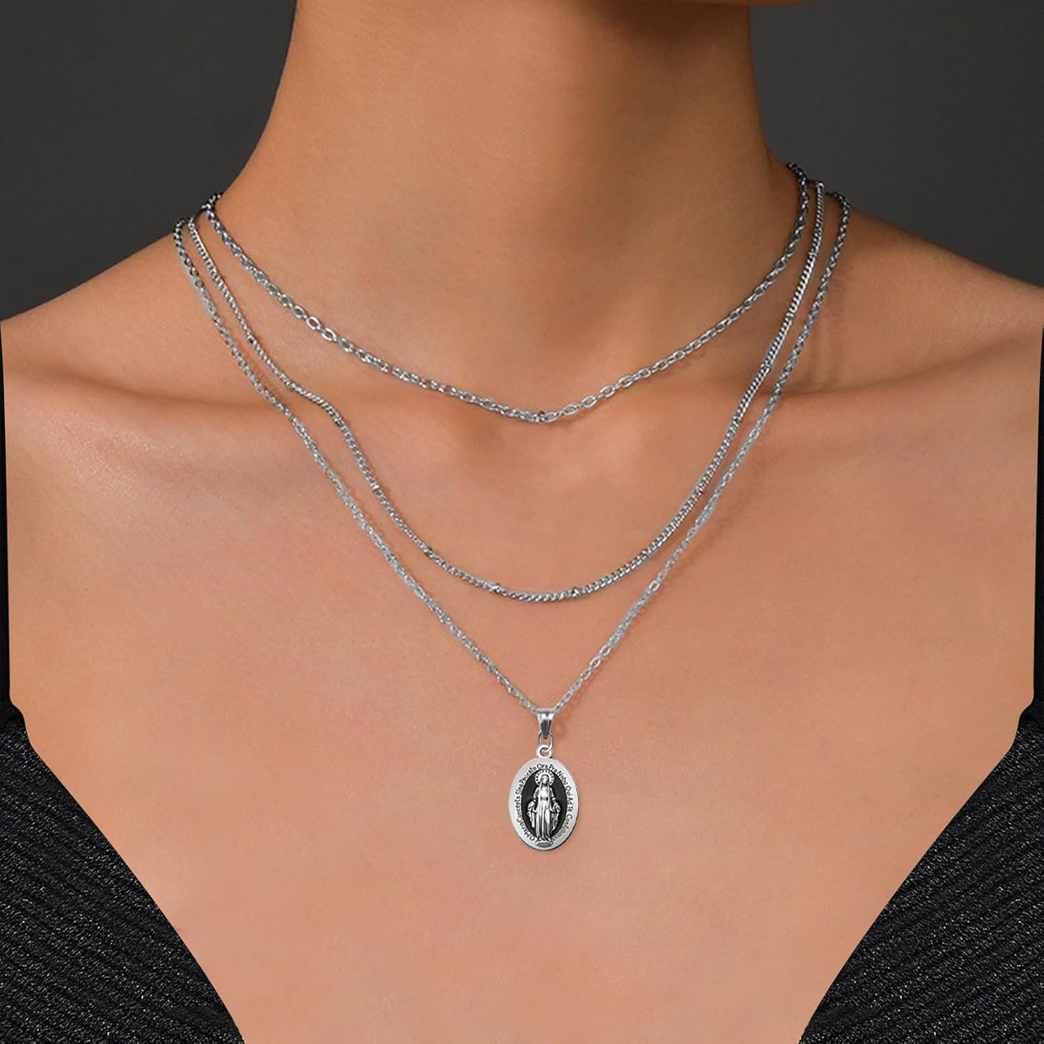 30Pcs Alloy Oval Medalla De La Virgen Milagrosa Charms Tiny Our Lady Charm Pendant for Diy Rosary Necklace Bracelet Jewelry Making - Image 4