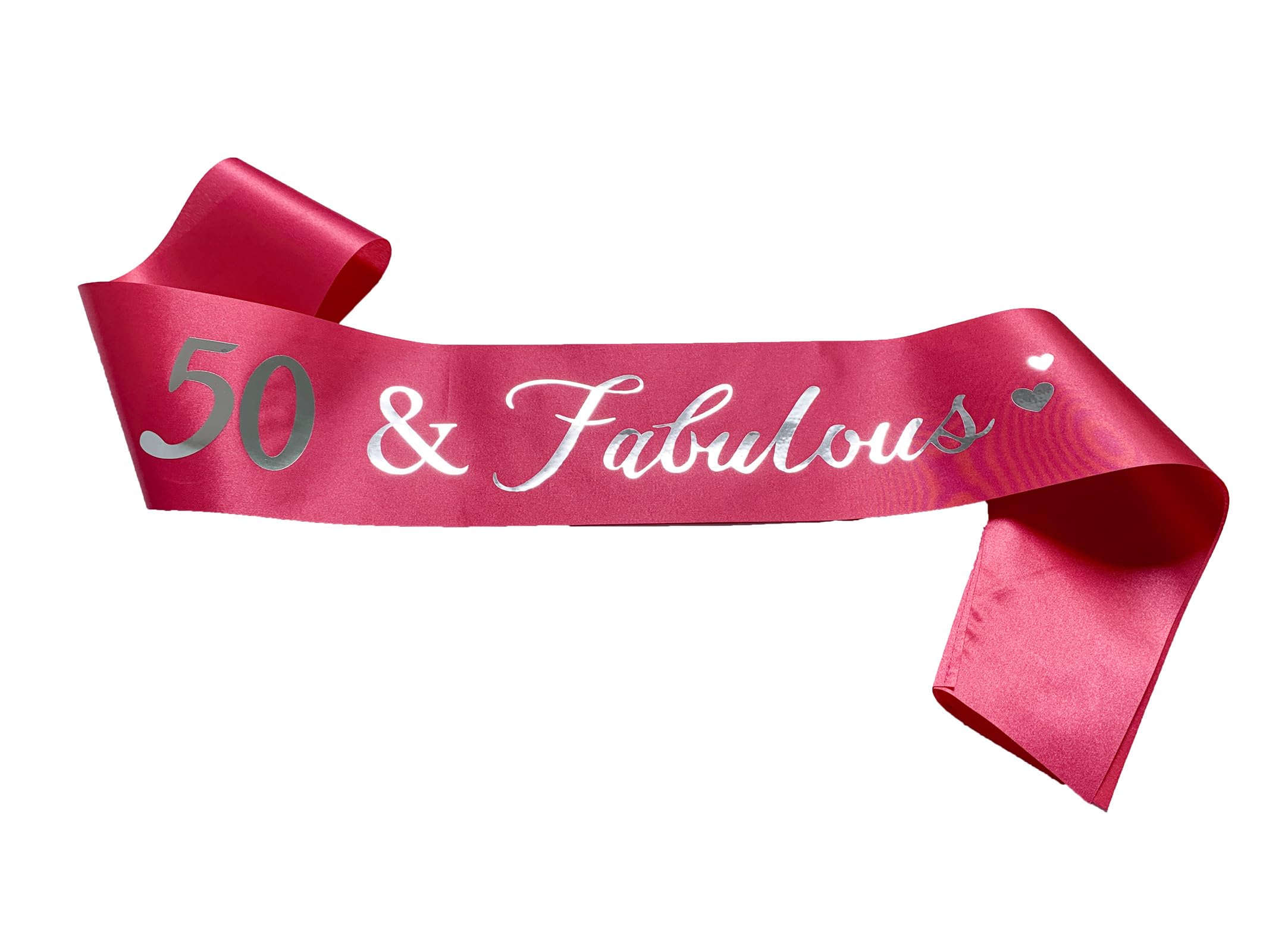 Conggluuo 50th Birthday Sash, '50 Fabulous' Birthday Sash for Women Pink Sash with Silver Foil Letter 50th Birthday sash for women Party Decorations