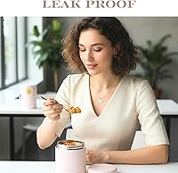 Vista 6 de Juego de 2 tarros de alimentos aislados de acero inoxidable (16 onzas + 12 onzas), boca ancha, termo de sopa para almuerzo de comida caliente