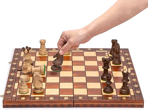 Miniatura 3 de Husaria European International - Juego de ajedrez de madera, embajador, 21.7 pulgadas, juego de ajedrez de tamaño grande con ajedrez hecho a mano y