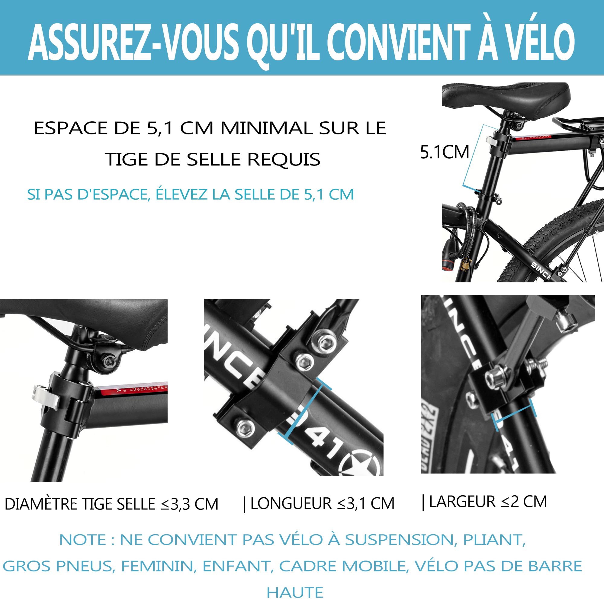 Porte-bagages arrière pour vélo, BCR06FT