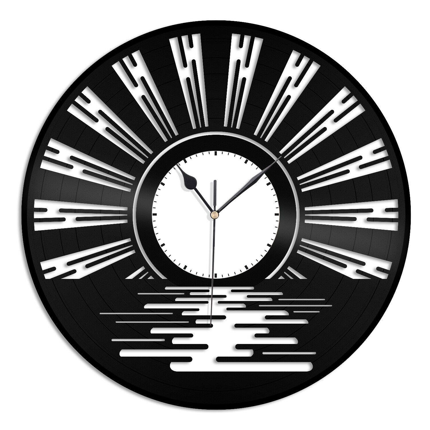 Horloge murale en vinyle souvenir unique et cadeau personnalisé coucher de soleil
