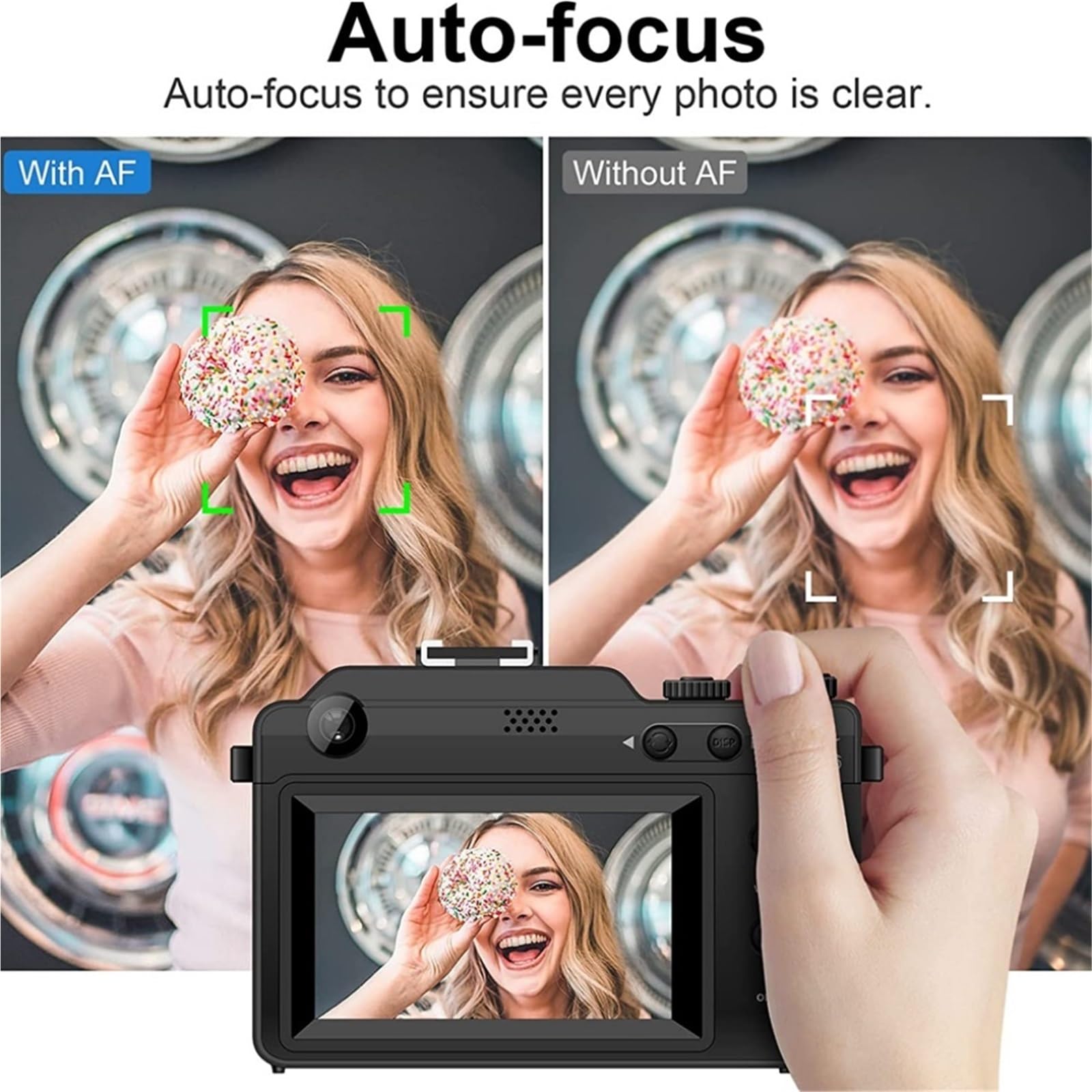 Cámaras Digitales 4K for fotografía, cámara Campact antivibración con Zoom Digital 18X, de vídeo Vlogging Enfoque automático WiFi 48MP Ligero(NO TF Card)