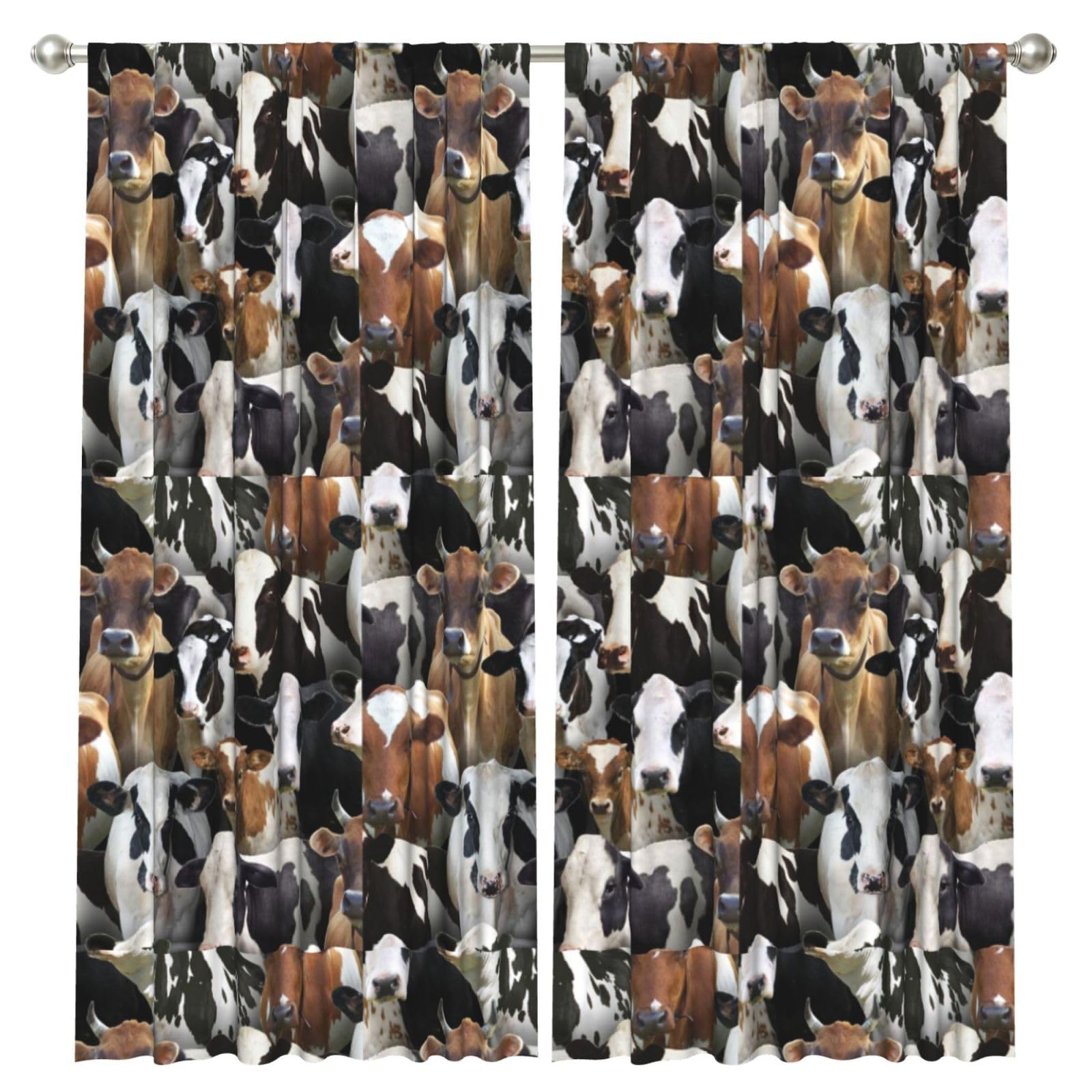 InOmak Farm Animals Dairy Cows Cow, 2 Panels Window Curtains 52 x 84 Inch Blackout Curtains for Living Room Bedroom